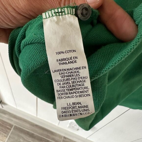 LL Bean Men's Premium Double L Polo Shirt Long Sleeve Green XL Cotton - Picture 7 of 7
